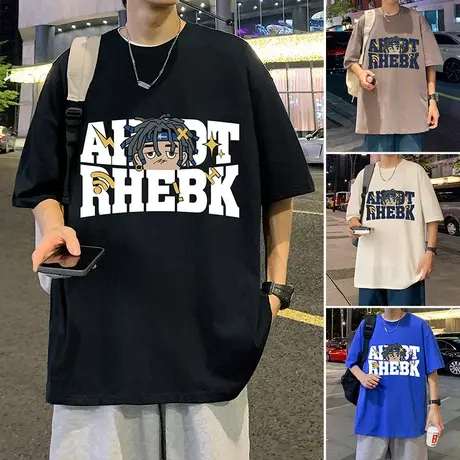 vintage美式复古短袖T恤男夏季纯棉潮牌高街男生宽松体恤港风半袖商品大图