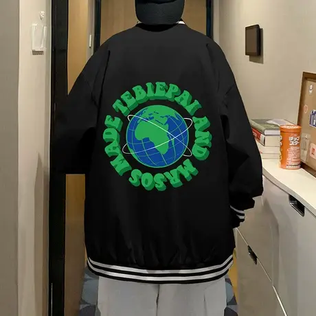 青年港风棒球服男潮牌秋季新款痞帅夹克ins韩版字母秋冬休闲外套商品大图