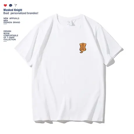 夏季简约老虎印花短袖t恤男潮牌纯棉宽松学生情侣装半袖体恤上衣商品大图