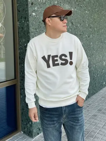 大依无忧秋新款大码男装廓版杏色潮胖子加肥加大男款圆领长袖卫衣商品大图