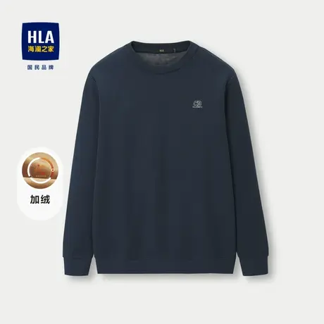【加绒加厚】HLA/海澜之家针织衫23秋冬新款高周波刺绣圆领毛衣男图片