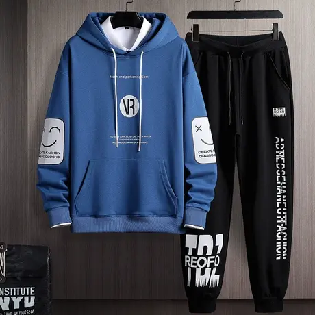 青少年2023新款春秋季卫衣男孩高中初中学生运动套装帅气大童男装图片