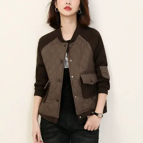 韩潮袭人立领拼接棉衣棉服女冬季新款轻薄棒球服棉袄夹棉外套商品大图