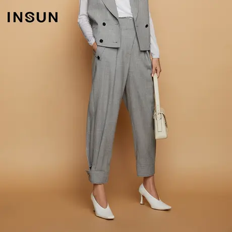 INSUN恩裳秋季灰色收脚西裤图片