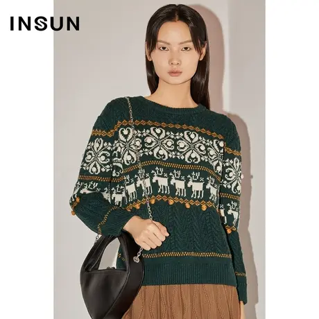 COVER冬季提花手工小球羊毛毛织衫图片