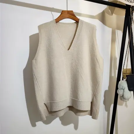 针织马甲女内搭秋冬新款宽松v领叠穿设计感小众毛衣背心坎肩外穿商品大图