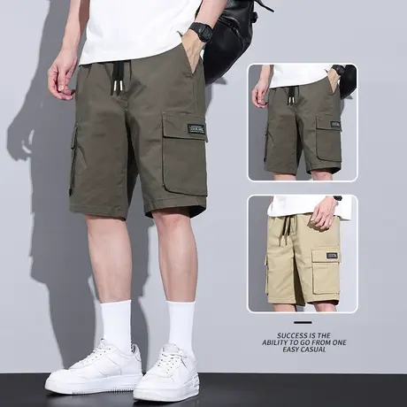 潮牌痞帅纯棉多口袋夏装工装短裤男士夏季薄款男生五分休闲中裤子商品大图