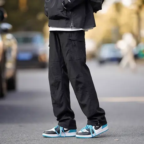 美式冲锋裤男士夏季防水登山裤运动休闲高街伞兵裤子直筒工装长裤商品大图