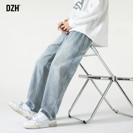 男士美式牛仔裤男款秋季水洗高街直筒宽松裤子潮牌男生阔腿裤长裤商品大图