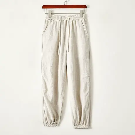 亚麻休闲裤男夏季薄款宽松束脚裤子棉麻男士中国风麻料运动长裤商品大图