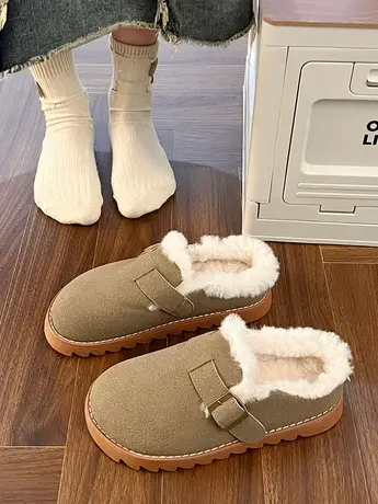 包头棉拖鞋女款冬季2023新款厚底外穿勃肯鞋加绒加厚棉鞋低跟居家商品大图