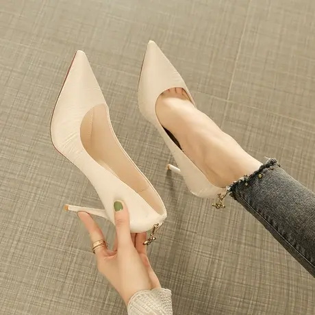 法式礼服高跟鞋女设计感小众2024年新款气质名媛伴娘尖头细跟单鞋商品大图