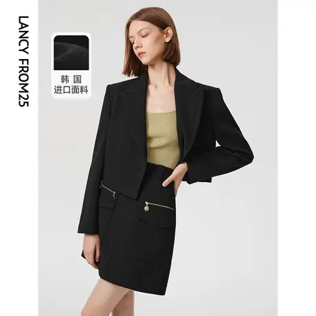朗姿复古流行时尚别致独特高级感气质短款女2023春秋季新款短外套图片