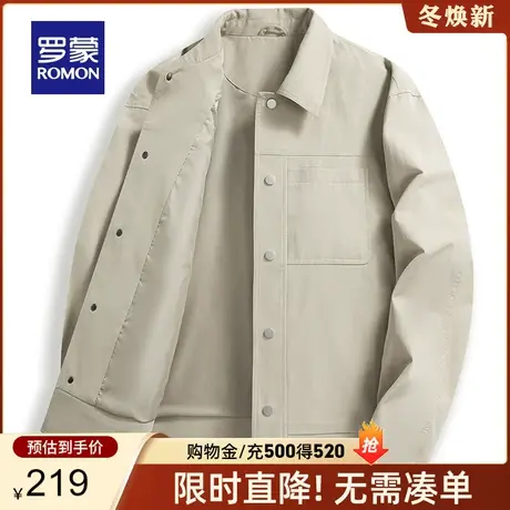 罗蒙男士百搭经典衬衫风翻领外套2024春季中青年短款休闲夹克衫男商品大图
