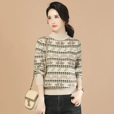 韩潮袭人复古半高领长袖毛衣女2023冬新款休闲百搭打底针织上衣图片
