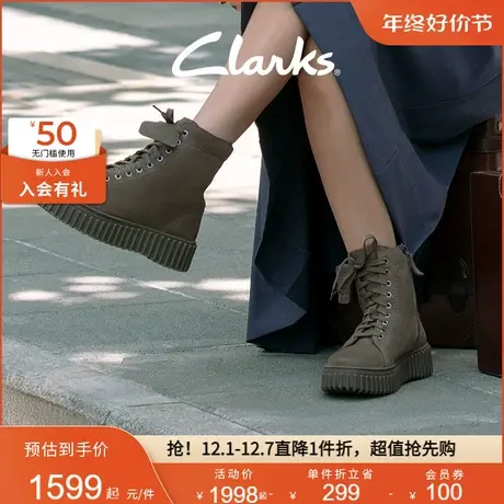 Clarks其乐Torhill Rise饼干鞋女鞋潮流时尚高帮短靴轻弹缓震女靴商品大图