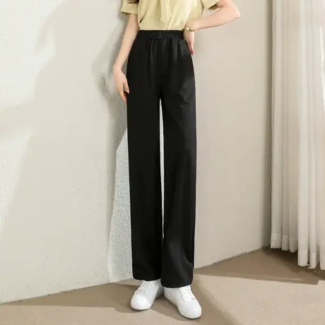 时尚气质休闲窄版西装直筒裤2023年夏季新款女士简约高腰显瘦长裤商品大图