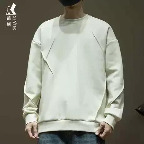 希越高级感褶皱卫衣男2024春季新款宽松大码360g男士美式休闲外套商品大图