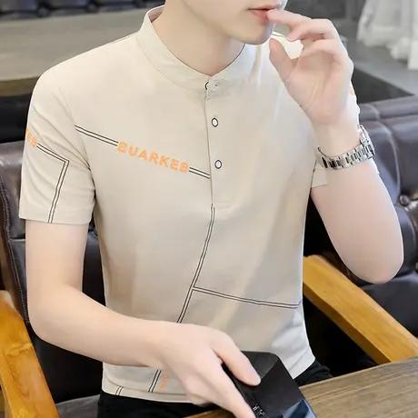 2023夏季新款男装上衣短袖t恤男士ins潮流潮牌宽松纯棉休闲打底衫商品大图