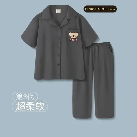 睡衣女款2024新款春款纯棉短袖长裤大码情侣家居服夏季男士套装商品大图