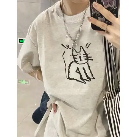 夏季2024新款短袖T恤女宽松韩版百搭bf原宿风纯棉打底衫半袖上衣商品大图