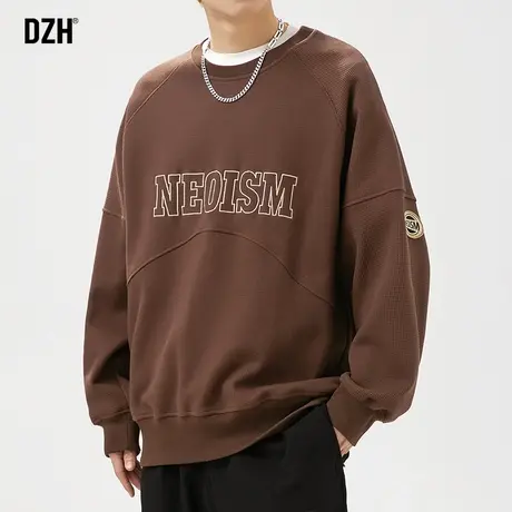 春季卫衣男士潮牌绣花圆领长袖上衣2024年新款休闲外套打底衫男装商品大图