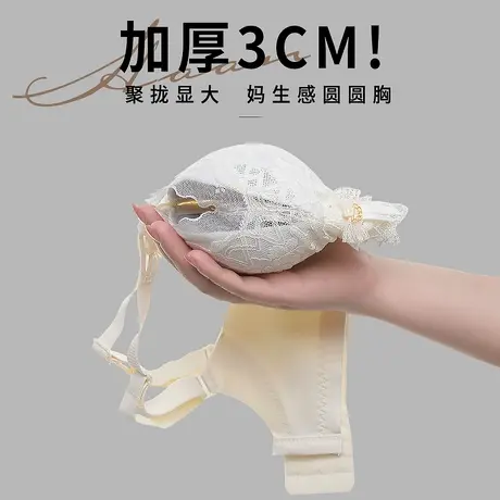 加厚3厘米蕾丝无钢圈上托收副乳防下垂4小平胸聚拢女显大文胸胸罩商品大图