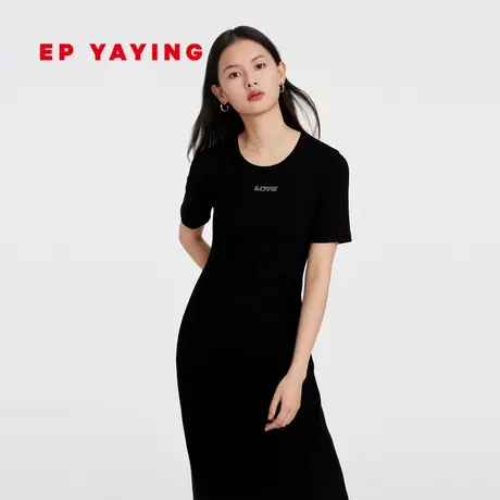 EP雅莹女装 简约A字小黑裙显瘦中长款连衣裙 2023新款4512A图片