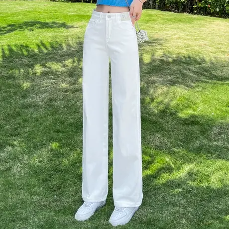 白色阔腿裤女2023新款春夏薄款裤子春季女裤休闲裤高腰显瘦直筒裤商品大图