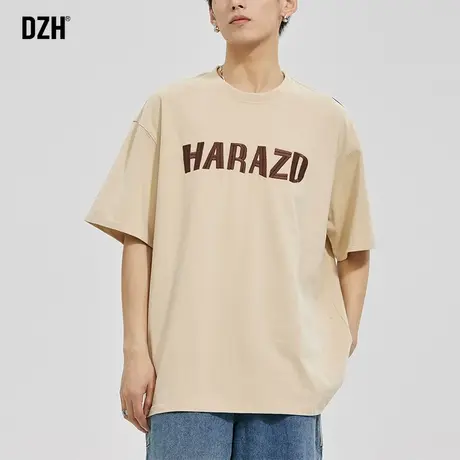 男生刺绣t恤男短袖夏季纯棉潮牌日系宽松男装2023年新款圆领上衣商品大图