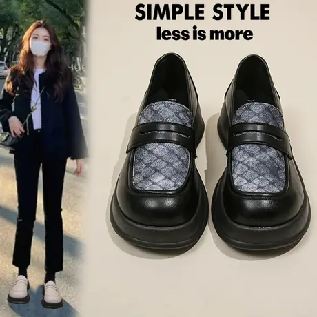 小皮鞋女2023秋季新款英伦风jk粗跟厚底乐福鞋女学院休闲百搭单鞋商品大图