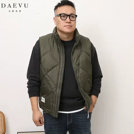 冬新款扎菱形格大号潮胖子加肥加大码男士短款立领羽绒坎肩马甲图片