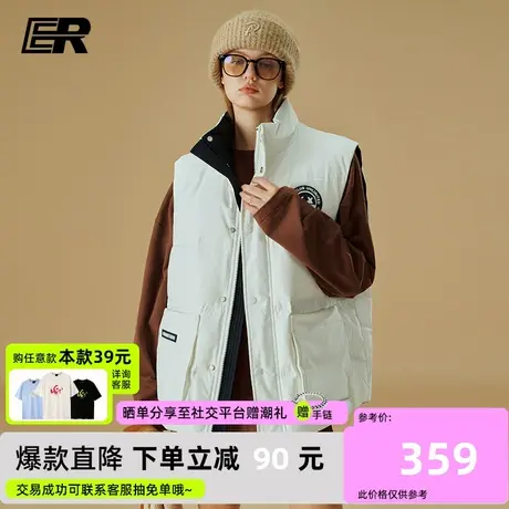 ER工装大口袋马甲男2023冬季潮牌保暖立领情侣坎肩轻薄无袖女图片
