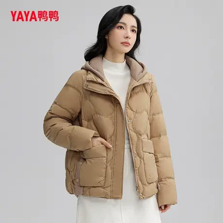 鸭鸭羽绒服女2023年秋冬新品连帽短款时尚百搭显瘦保暖外套W图片