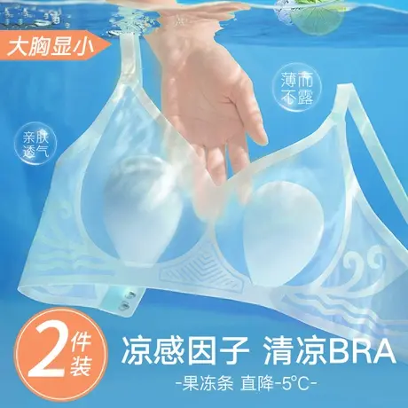 夏天凉感内衣女薄款大胸显小胸透气兔耳朵无痕冰丝文胸罩夏季超薄商品大图