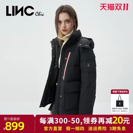 LINC金羽杰2023秋冬新款复古学院质感反季断码短款面包服羽绒服女商品大图