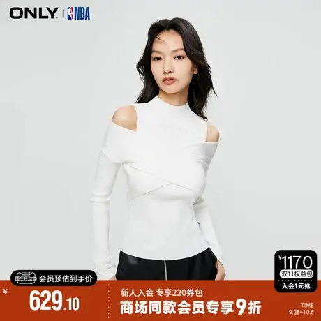 ONLY2023秋季新款NBA联名款修身显瘦圆领露肩针织衫女|123424001图片