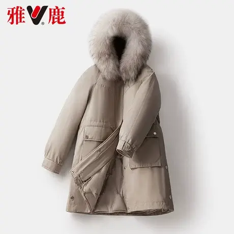 雅鹿狐狸大毛领羽绒服女短款2022冬季新款小个子保暖加厚连帽外套商品大图
