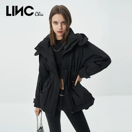 LINC金羽杰羽绒服女2023年秋冬新款风衣感反季断码短款女款派克服商品大图