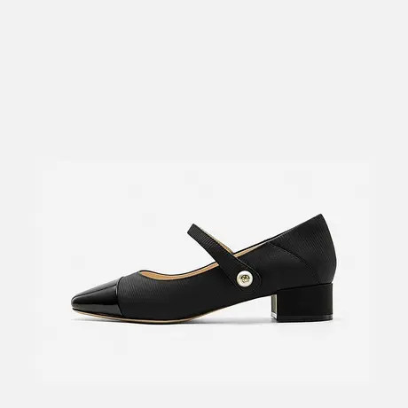 Nine West/玖熙2025年春季新款玛丽珍鞋女一字扣带粗跟通勤单鞋女图片