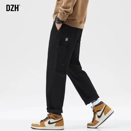 男士工装裤子男秋季休闲裤宽松男裤2023新款伐木裤黑色窄版直筒裤商品大图