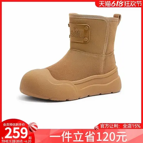 骆驼女鞋2024冬季新款加厚雪地靴户外东北厚底马丁靴短靴棉鞋女款商品大图