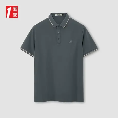 海一家撞色翻领POLO衫2025夏季新款简约大气青年男士短袖POLO衫商品大图