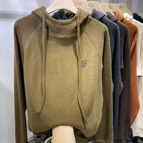 欧货双面加绒连帽内搭卫衣女2021秋冬新款百搭保暖德绒打底帽衫潮图片