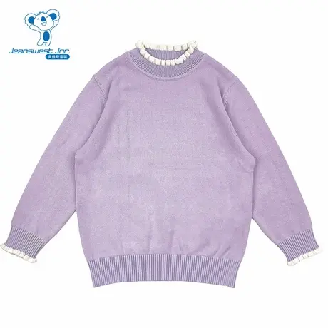 PV真维斯女童装 2025秋季新款简约亲肤时尚百搭纯棉童装长袖毛衣商品大图