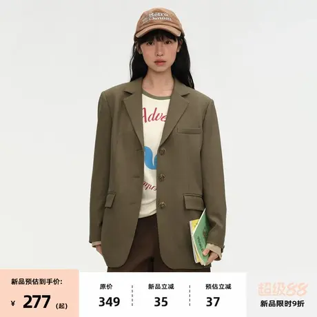 【8/07 0点新品9折】omont蛋挞家复古正肩宽松单排扣西装外套秋图片
