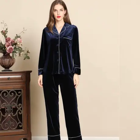 金丝绒睡衣女秋冬长袖2025年新款韩版两件套装高级感天鹅绒家居服商品大图
