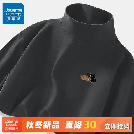 GV真维斯青少年保暖内衣男款中高领绒德打底衫男加厚内搭长袖t恤C商品大图