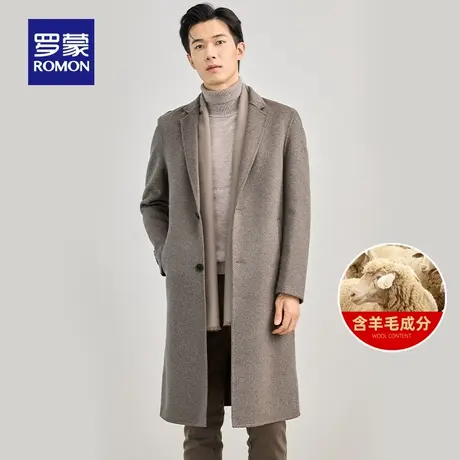 【含羊毛】罗蒙男士双面呢大衣长款2025秋冬新款休闲保暖呢子外套商品大图