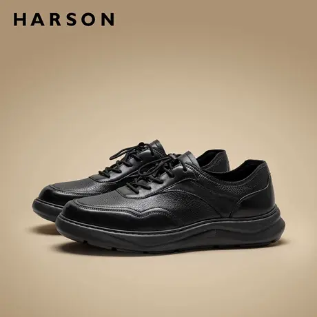哈森男鞋新款百搭商务皮鞋轻便都市运动鞋高级真皮休闲鞋商场同款商品大图
